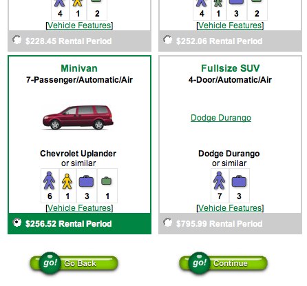 Image of the National car rental web site