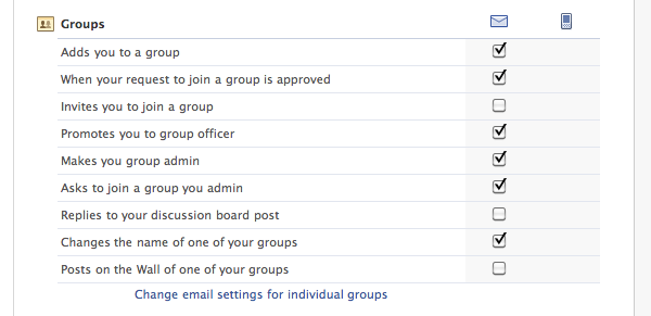 Facebook group settings