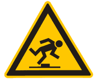 Sign warning of stumbling hazard